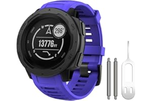 NotoCity Bracelet Compatible Garmin Instinct, Bracelet en Montre de Remplacement en Silicone Souple Compatible Montre Garmin Instinct Sports GPS Montre avec Adaptateur(Bleu Royal)