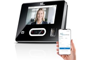 NGTeco Reloj de Fichar Cloud, Basado en la Nube con Pantalla Táctil, Reconocimiento Facial/Huella Dactilar/Tarjeta/Pin, WiFi de 2,4 GHz y 5 GHz, 10 Tarjetas IC, Sin Cuota Mensual