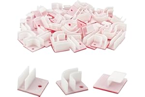 BOLOEST 60pcs Self-adhesive LED Light Clip Strip Light Holder Card Line Buckle Hooks Fixing Seat Mounting Bracket Clips, 90/180 Degree Card Line Clamp, for Home Party Decoration Lights Hanger(3 Types)