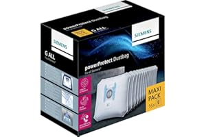 ‎SIEMENS Siemens 16x Staubsaugerbeutel powerProtect Typ G ALL VZ16GALL, 99,9% Feinstaubfilterung, höhere Reinigungsleistung, 50% längere Nutzungsdauer, passend für alle Reihen außer VS08 und VS01