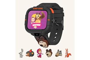 Elari KidPhone Masha et l'ours - Montre Intelligente 4G pour Enfants avec Traceur GPS, Messagerie KidGram avec Contenu sécurisé, appels Audio et vidéo bidirectionnels, Bouton SOS, 2 caméras (Noir)