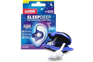 Alpine SleepDeep – Ear Plugs for Sleep - New 3D Oval Shape and Super Soft Reusable Noise Cancelling Ear Plugs - 27dB Noise Reduction - Ideal for Side Sleepers and Block Out Snoring (M/L)