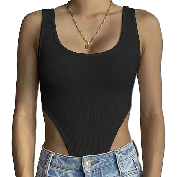 Sexy Damen Bodysuit Rückenfrei - Ärmelloser Body Mit U-Ausschnitt Für Sommer