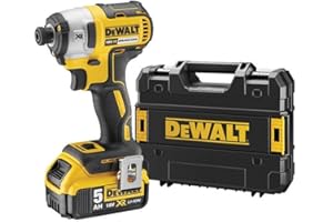 DEWALT - Visseuse à Chocs Brushless XR 18V Li-Ion 5Ah - DCF887P2-QW - Visseuse Électrique sans Fil avec Coffret TSTAK, 2 Batteries / Chargeur - 3 Vitesses (0-1000/2800/3250tr/min) - Mandrin ¼” - 400W [Classe énergétique A]