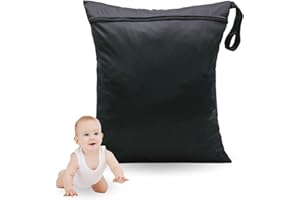 BEAMELY Wet Bag, Cloth Nappy Wet Bags Reusable Wet Dry Bags Waterproof Diaper Bag Large Washable Zipper Bag Storage Bag for Baby Items Baby Diapers Wet Clothes Daycare Travel Swimming Beach Pool