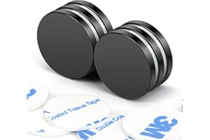 Wukong Nera Magneti al neodimio con autoadesivi, 20 x 3 mm, 6 pezzi extra forti per lavagna bianca, frigorifero, foto, strisce magnetiche, lavagna magnetica, fai da te