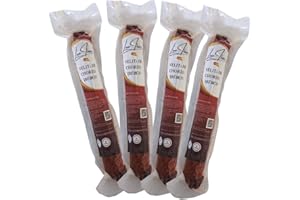 LUX IBÉRICO | Chorizo Ibérico de Vela | Piezas de 250g | Embutidos Ibéricos de Extremadura | Formato vela o fuet | Chorizo Gourmet | Envasado al Vacío (Pack 4, CHORIZO IBÉRICO)