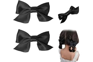 ZKGYUS 1 Paio Fiocco Capelli Donna, Fermaglio per Capelli con Fiocco, Mollette Capelli con Fiocco in Gros-grain, Accessori per Capelli Moda Ragazze, Accessori per Capelli Donne Matrimonio Compleanno (Nero)