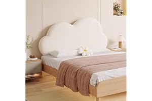 Gleedipre French cloud shape Headboard cover Skin-friendly and thick Anti-collision Removable and washable Headline soft pad Large backrest(White,130x65cm/No headboard)