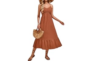 JENJON Femme Robe de Eté Col en V Elégant Pois Volants Taille Haute Manches Courtes Décontractée A-Ligne Mini Robes