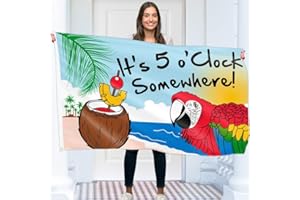 KASKANA It's 5 O'Clock Somewhere Flag – Funny Flag - Double-sided Print – 90G polyester - Double Seam - 2 brass eyelets, large 5ft x 3ft