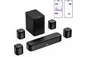 ULTIMEA 7.1ch Soundbar mit Dolby Atmos, Surround Sound Stereoanlage mit 4 Surround Lautsprechern, App, Heimkino Soundsystem, Soundbar für TV Geräte mit Subwoofer, HDMI eARC, Bluetooth 5.3, Aura A60