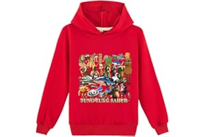 LaoZan Sudadera con Capucha para Niños, Tung Tung Sahur & Italian Brainrot Unisex Sudadera con Capucha para Niños & Niñas