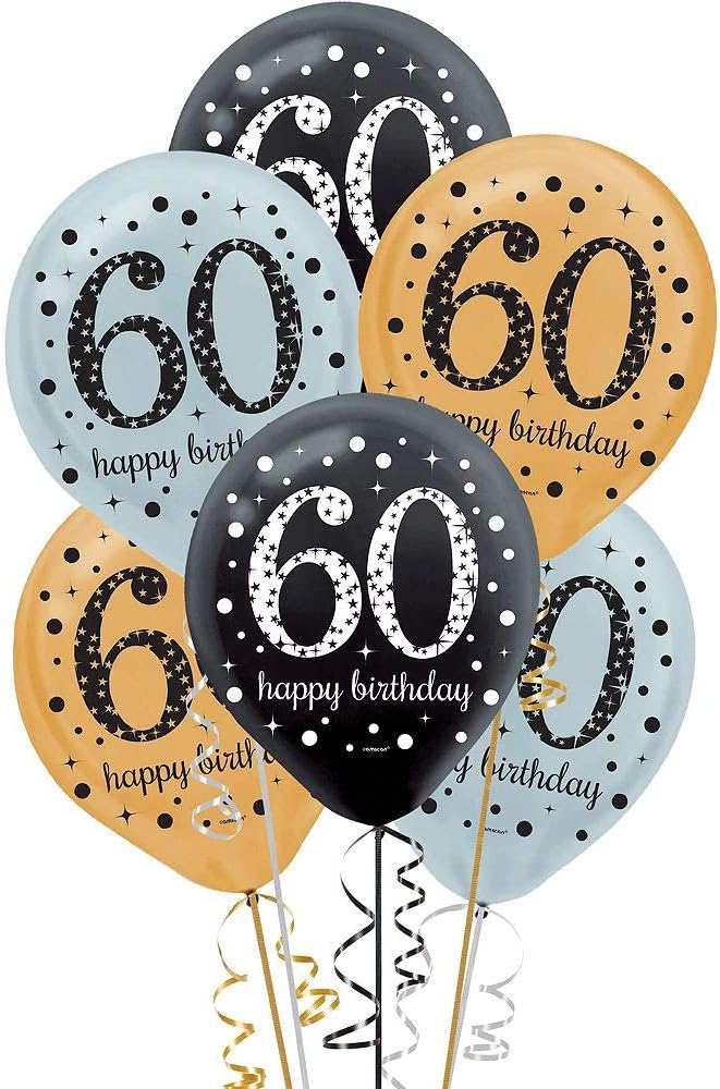 The Magic Balloon store- happy 60th birthday balloons pack of 30 pcs-181159-Multi color material Rubber