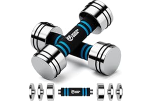 Northdeer Steel Dumbbells Ultracompact Adjustable 2.5kg 5kg 7.5kg 10kg 15kg 25kg Chrome Dumbbell with Foam Handles Home Gym Workout (Choice of Size)