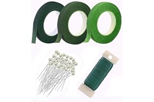 Woohome 5 Stück Blumen-Arrangement Tool Kit 22 Gauge Grün Floral Wire,1.25cm Flora Kreppband und Kugelkopf Pins für Blumen DIY, Wohnkultur, Hochzeitsdekor