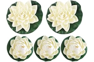 GARNECK 5pcs Fake Water Lily Flowers Artificial Floating Pool Lotus Water Pond Foam Flower Decorations White Pool Plant Flowers