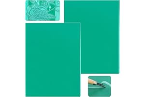 FLOWERUN 2 Stück A4 Linolplatte Gummi für Schnitzerei, Weiche Schneideplatte für Linoldruck DIY Stempel Schnitzen, Gummiplatte für Kinder Erwachsene Kunstunterricht Basteln (Grün)