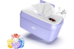 FAMILY CARE ACCU Baby Wet Wipes Warmer and Dispenser with USB Adapter & LCD Display, Portable Infant Wet Tissue Storage Box, Purple