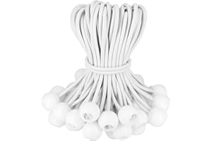 BYZANDQI Spanngummis mit Kugel Planenspanner Gummispanner Zeltgummis Expanderschlingen Gummischlaufen für Planen Zelt Banner 15cm Weiß 12stk