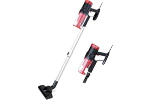 JUST PERFECTO HOUSEHOLD APPLIANCES Just Perfecto Aspirateur Balai Filaire sans Sac - Aspirateur Balai avec Fil de 5m - Balai électrique Portable Silencieux d'une Puissance de 600 Watts - aspirateur Laveur avec Filtre HEPA - Rouge