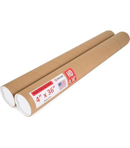 Reinforced Kraft Paper Shipping Tubes For Posters 4" X 12" Reinforced Kraft Mailing Tubes - Pack Of 4 With Caps For Posters & Artwork Artwork Document Shipping Tubes