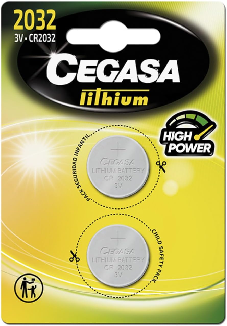 CEGASA CR2032 3V Pack 2 Pilas Botón de Litio