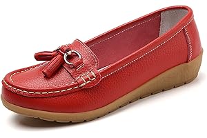 LTHTX Mocassini da donna in pelle comodi, piatti, casual, punta rotonda, mocassini da guida selvaggia, morbidi scarpe da passeggio da donna