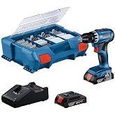 Bosch GSB 18V-45 Ak&uuml;l&uuml; Darbeli Delme/Vidalama Makineleri (2x GBA 2.0Ah, GAL 18V-40, 63 Par&ccedil;a aksesuar seti, LC Pick&amp;Click i&ccedil;i