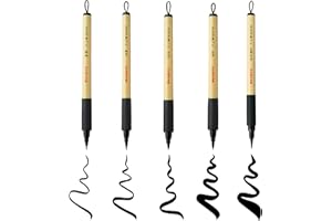 Kuretake Bimoji Brush Pen, Extra Fine, Fine, Midium, Broad, Midium/Bristles, Value Set of 5, XT/5VAZJ