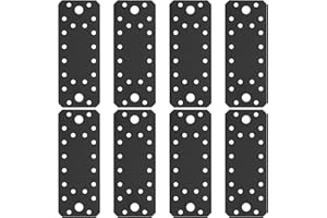 SYBDXJ 8 Piezas Placas de Unión Planas, Conectores Planos, Placas Perforadas, Placa Perforada de Metal, Planchas Planas, Placa de Conexión para Reparación de Muebles, Negro/140 x 55 x 2 mm