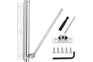 Nuyoah Türschließer Außen Stangentürschließer Türschliesser Innen Edelstahl Einstellbare Türanlehner Leichte Automatischer Federbelastet Max.80kg (Silber)