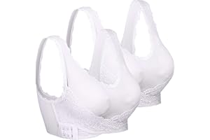 iClosam Reggiseno Senza Ferretto, Reggiseno Bra Pizzo Fibbia Laterale Anteriore con Imbottito Rimovibili per Sport Yoga Quotidiano