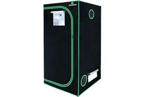 GREENARCHITECTURE GA Grow Tent 60 x 60 x 120 cm (2 x 2) Grow Tent Reflective Mylar Hydroponic Greenhouse Tent Waterproof Floor Tray for Indoor Plant Growing Black