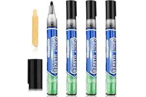 VOLLGUFEN Lot de 4 marqueurs pour joints de carrelage - Pour salle de bain, cuisine, porche, terrasse - Noir