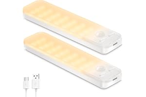 Ylatoial Under Cupboard Kitchen Lights, 2 Pack 1000mAh Dimmable Rechargeable Magnetic LED Motion Sensor Lights Indoor for Wardrobe Cabinet Shelf (Warm White, 15cm - 2 Pack)