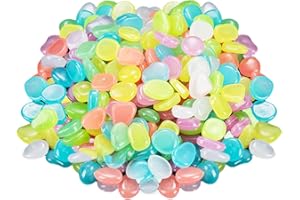 Debbery 200pcs Glowing Pebbles Stones, Colorful Fish Tank Gravel, Garden Stones Powered by Light or Solar Energy, Suitable for Fish Tanks, Pot Plants, Vase, Outdoor, Lawn Yard, Sidewalk