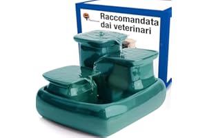 Miaustore fontanella per gatti ceramica con sensore di movimento - 3.4 litri, silenziosa, fontana gatto senza plastica, non ha bisogno di filtri - dispenser acqua automatica per gatti-Turchese