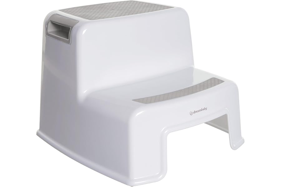 Dreambaby 2-Up Step Stool - Toddler Step Stool for Bathroom Sink and Kids Toilet Potty Training - Step Stools for Toddlers with Non-Slip Base and Carry Handles - Supports up to 200lbs Weight Capacity