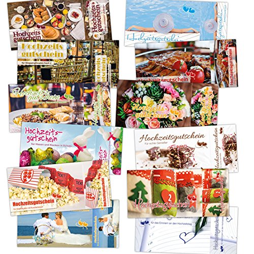 Hochzeitsspiel „Hochzeitsgutscheine für das Brautpaar“ – Das große Hochzeitsspiel mit 4 lustigen Spielmöglichkeiten für jede Hochzeitsfeier. Inklusive 12 toller Gutscheine zur Hochzeitsfeier als Spielgewinn für das Brautpaar. - 4