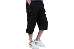 ZumZup Hommes Cargo Shorts en Coton Bermuda Pantacourt Casual Multi Poches Loisirs 3/4 Short Eté Hommes Short de Sport Court Pantalon