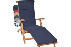 Beautissu Cojín - colchoneta LoftLux DC 175x45x5cm para Tumbona Hamaca de jardín y Playa - Desenfundable - Azul Oscuro