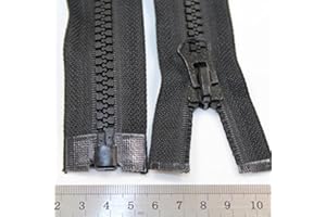 Beads4Crafts Black 20" - 38" INCH Chunky Zip No.8 Open END ZIPS Heavy Duty Zipper *10 Sizes *Free UK Postage* (20 Inch)