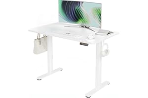 ‎CLAIKS Claiks Schreibtisch Höhenverstellbar Elektrisch, Höhenverstellbarer Schreibtisch 100x60 cm, Standing Height Adjustable Desk, Weiß Gestell/Weiß Oberfläche