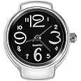 Dilwe Fashionable Women Men Quartz Analog Round Finger Ring Watches, 8 Colors (Black)