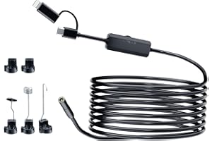 Kitgody Endoscope Inspection Camera, 1920P HD Inspection Camera with 8 Adjustable LED Lights, IP67 Waterproof Endoscope for iOS9+,Android((16.5 Ft/5m-Soft Cable)