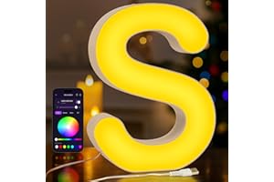 UooEA LED Light Up Letter S – USB Colour Changing Night Light with APP, Gift for Girls, Teens, Mum, Bedroom Decor, Wall/Table Display, Birthday & Christmas