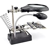 iKKEGOL 2.5X 7.5X 10X LED Magnification,Third Hand Repair Clamp Auxiliary Clip Stand,Two Auxiliary Magnifying Glasses Lens,So