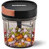 Borosil EazyPull Chopper with 6 Blades, Pull Chopper with Durable String, Mini Chopper for Kitchen, for Chopping Vegetables, 