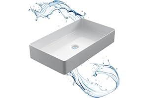 ‎STARBATH PLUS Starbath Plus - Weißes Keramik-Waschbecken - Rechteckige Form - Abmessungen 61 x 35 x 11 cm - Ideal für Arbeitsplatten in Badezimmern und Toilettenmöbeln